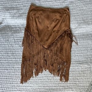 Faux-Suede Fringed Midi Skirt / Chico's Brand / Size 2